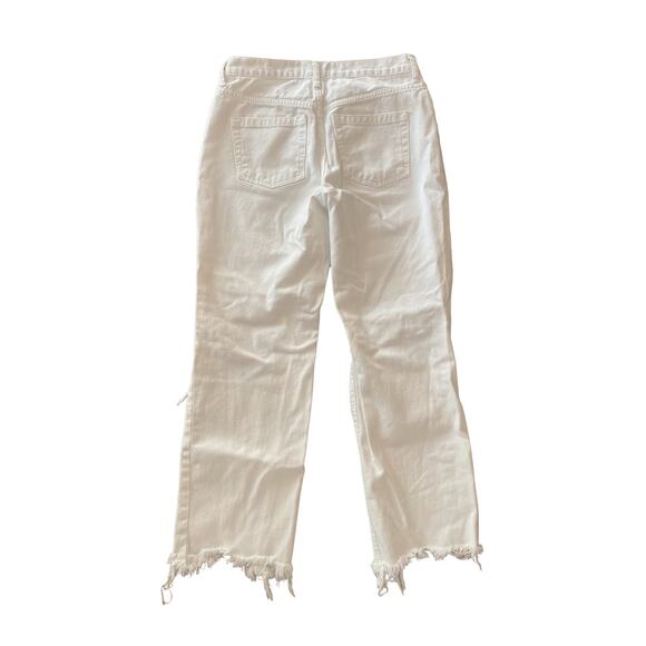 FP Free People Maggie White Mid Rise Straight Distressed Jeans Denim 26 - Picture 9 of 9